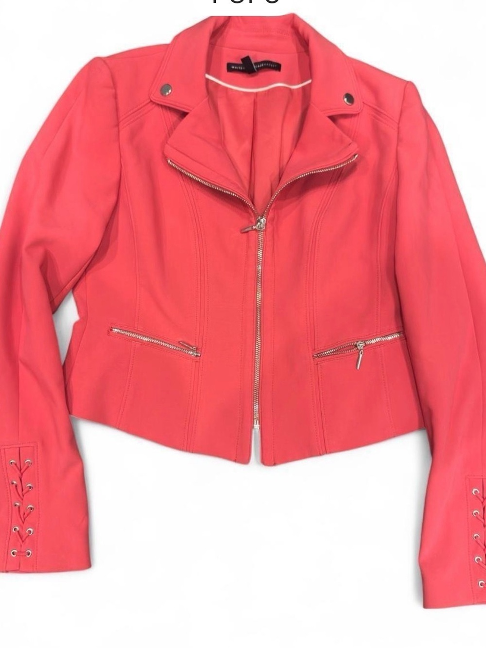 White House Black Market Coral-Moto Blazer
